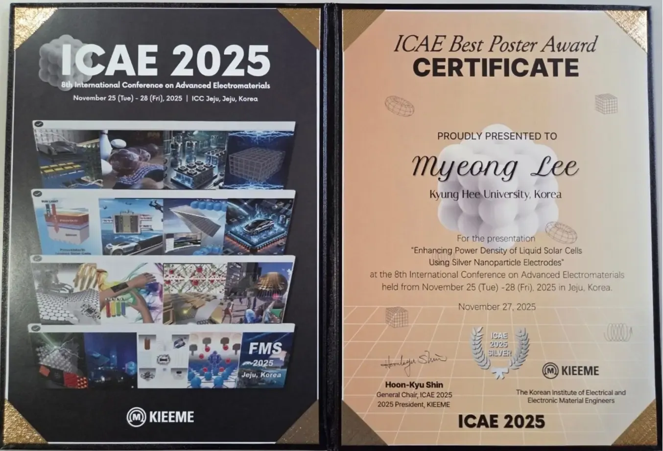 Myeong Lee won the Best Poster Award at 8th ICAE 2025